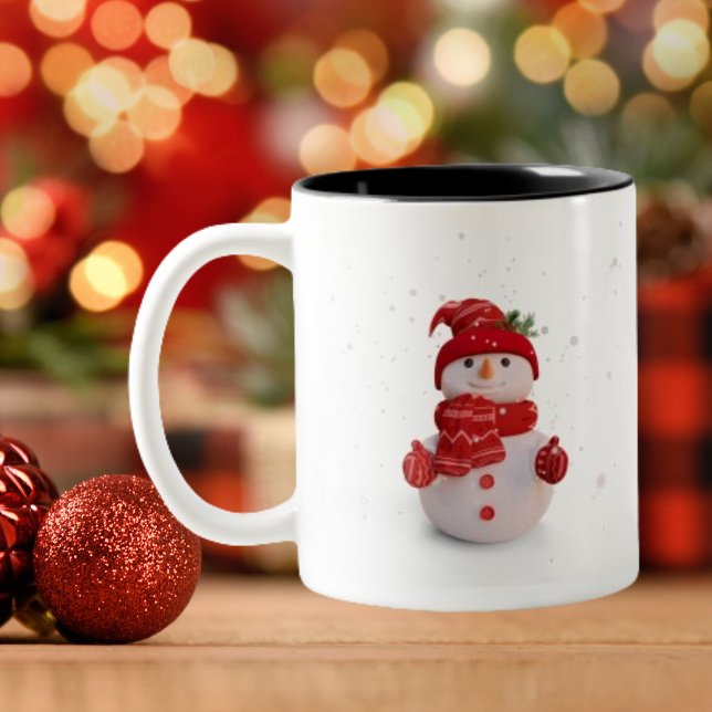 Christmas Three Dimensional Sowman Two-Tone Coffee Mug (Creator Uploaded)