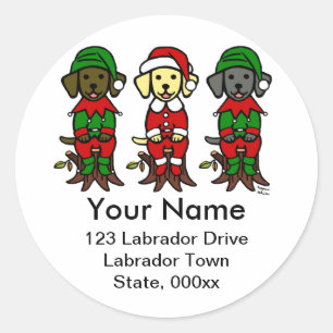 Christmas Three Lab Puppies Classic Round Sticker