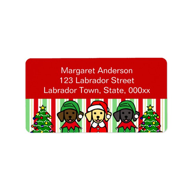 Christmas Three Labrador Puppies in Costumes Label (Front)