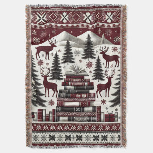 Christmas Throw Blanket, Nordic Holiday Book Throw