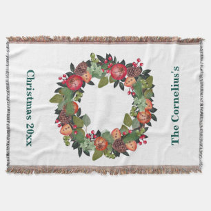 Christmas Throw, Christmas Wreath Throw Blanket