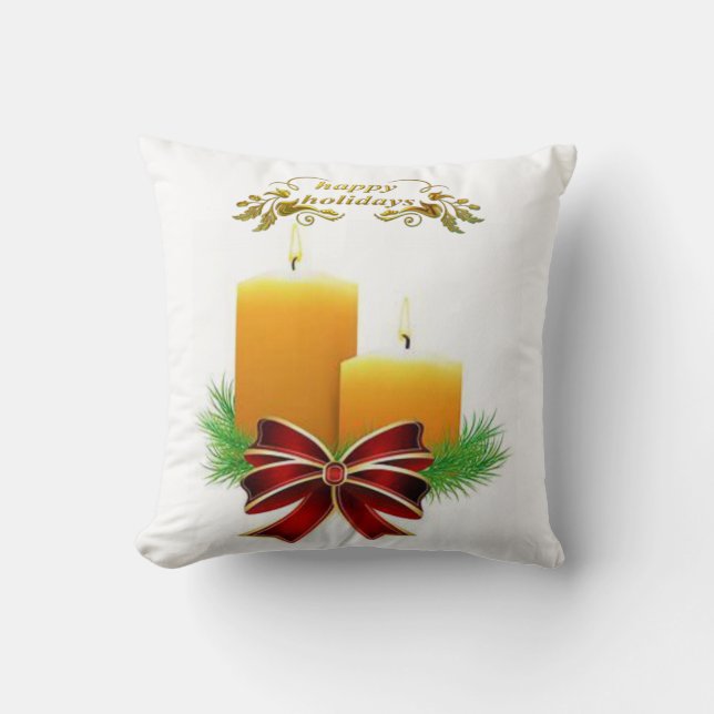 Christmas Throw Pillow, Christmas Candle Cushion (Front)