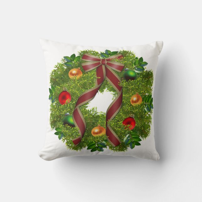 Christmas Throw Pillow/Christmas Wreath Cushion (Front)