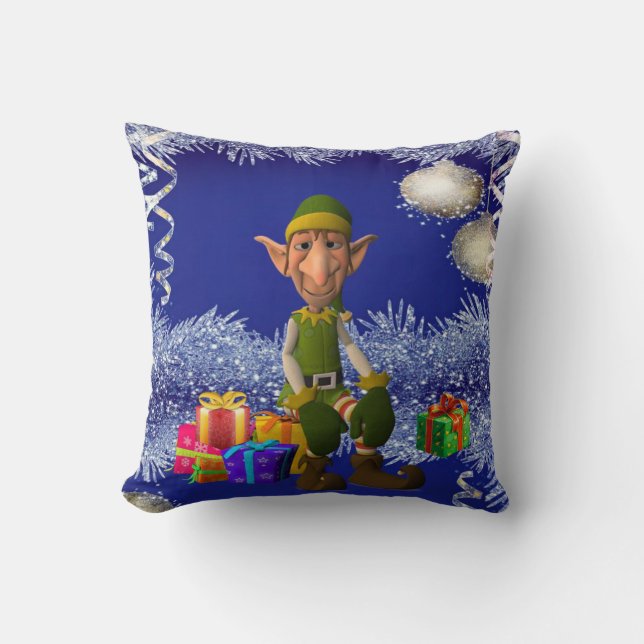 Christmas Throw Pillow, Elf Cushion (Front)
