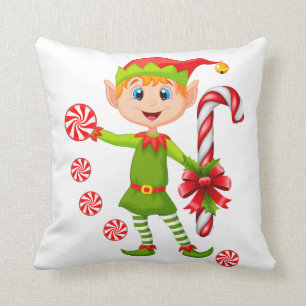 Christmas Throw Pillow, Elf Peppermint Cushion