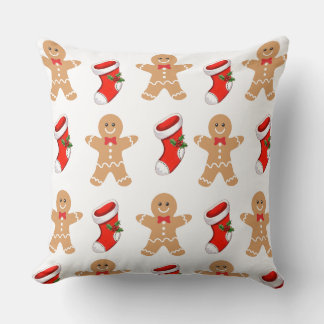 Christmas Throw Pillow – Gingerbread Man & Festive