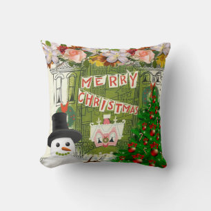 Christmas Throw Pillow, Merry Christmas Cushion