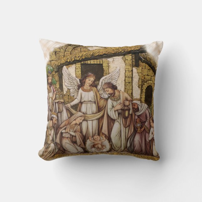 Christmas Throw Pillow/Nativity Cushion (Front)