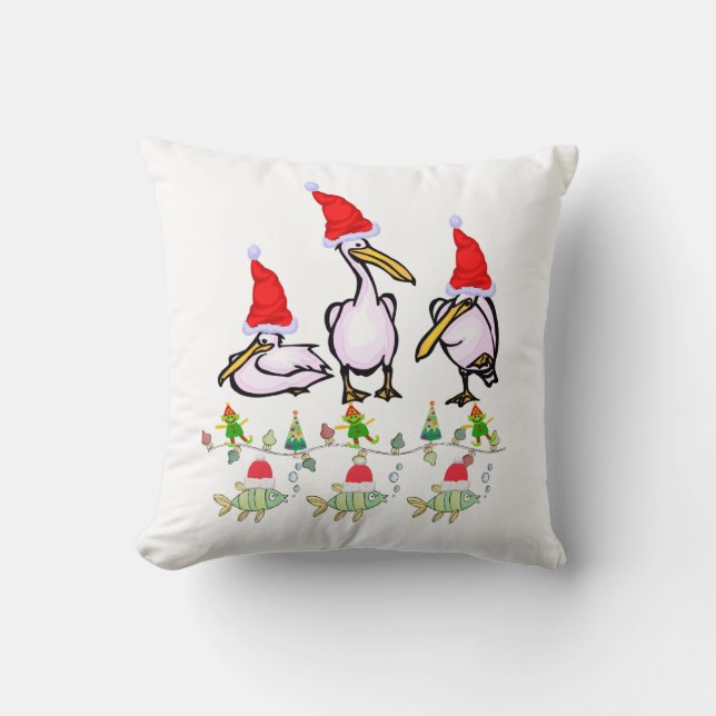 Christmas Throw Pillow, Pelican Fish  Cushion (Front)