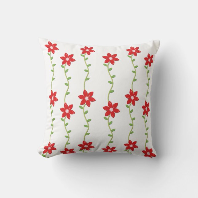 Christmas Throw Pillow, Poinsettia  Cushion (Front)