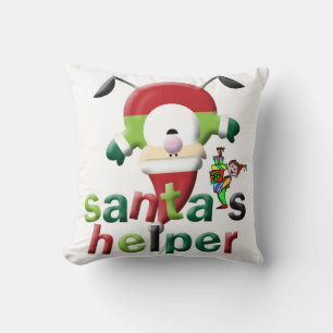 Christmas Throw Pillow, Santa's Helper Cushion