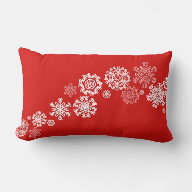 Christmas Throw Pillow-Snowflakes Lumbar Cushion (Front)