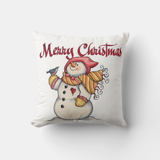 Christmas Throw Pillow/Snowman Cushion (Front)