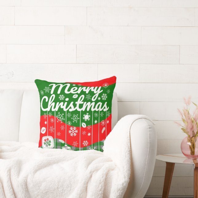 Christmas Throw Pillow – White Ornaments (Couch)