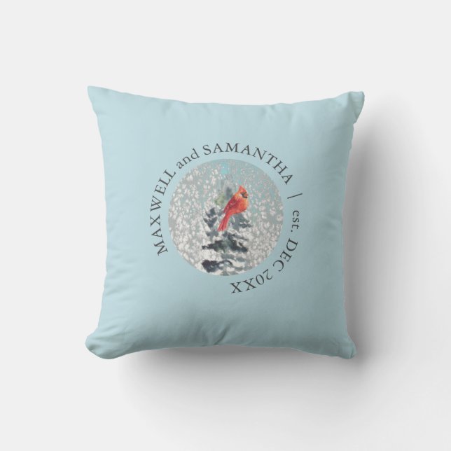 Christmas Throw Pillows Winter Wonderland Newlywed (Front)