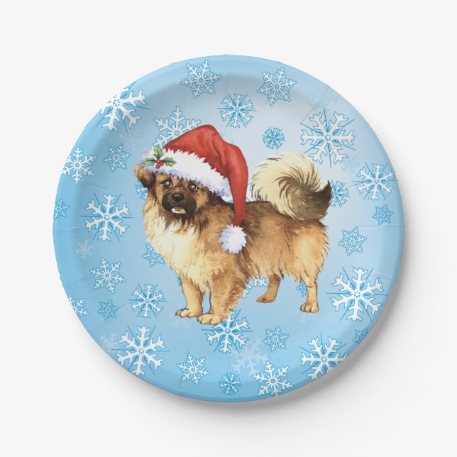 Christmas Tibetan Spaniel Paper Plate (Front)