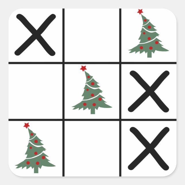 Christmas Tic Tac Toe Square Sticker (Front)