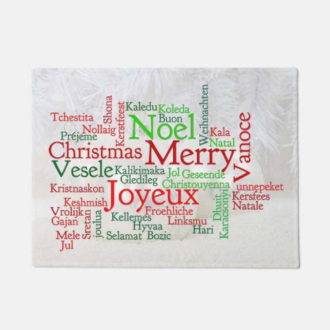Christmas Tidings Around The World Doormat (Front)