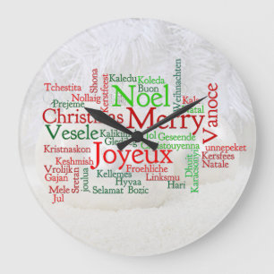 Christmas Tidings Around The World Large Clock