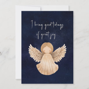 Christmas Tidings Of Great Joy Watercolor Angel Holiday Card