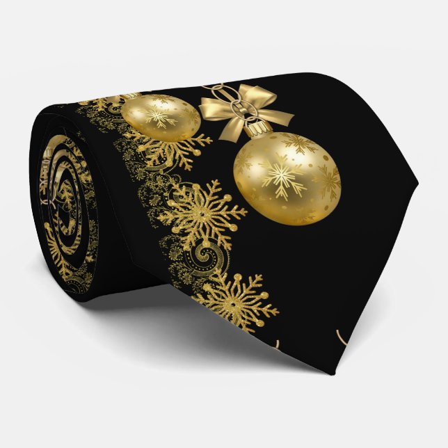 Christmas Tie, Gold Balls Tie (Rolled)