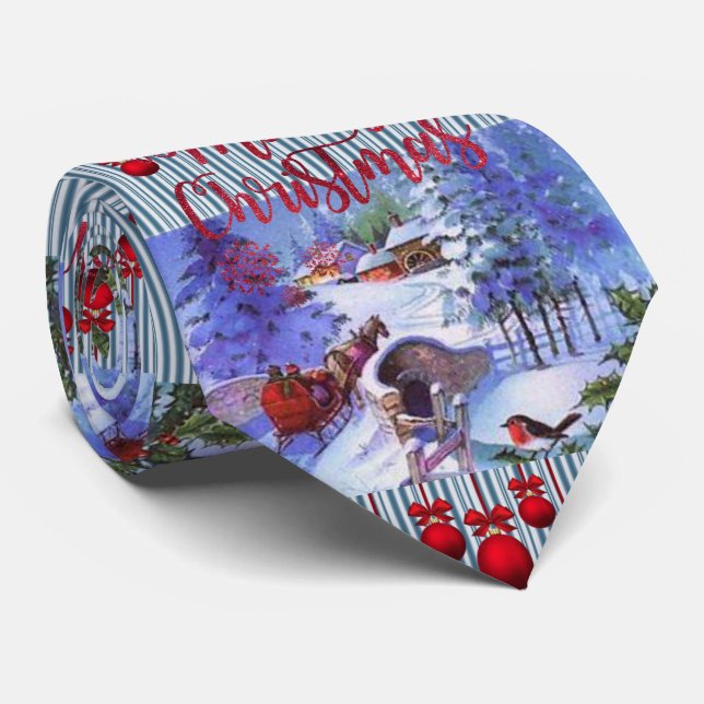 Christmas Tie, Merry Christmas Tie (Rolled)