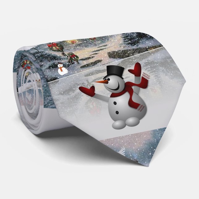 Christmas Tie, Snowman Tie (Rolled)