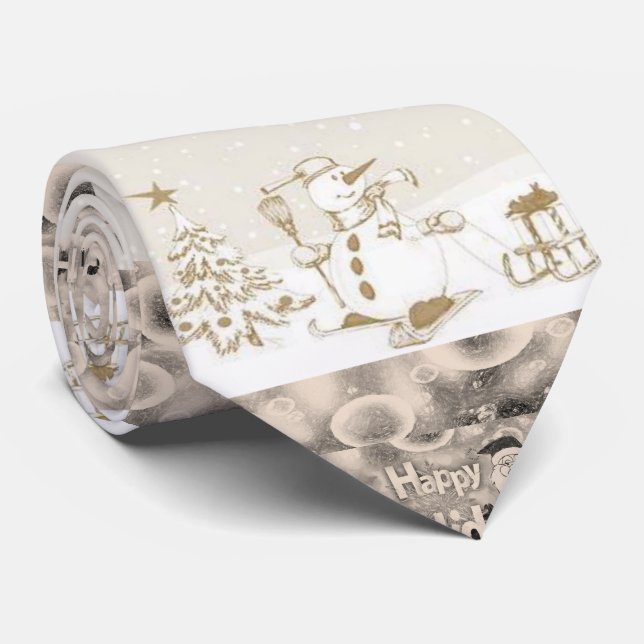 Christmas Tie, Snowman Tie (Rolled)