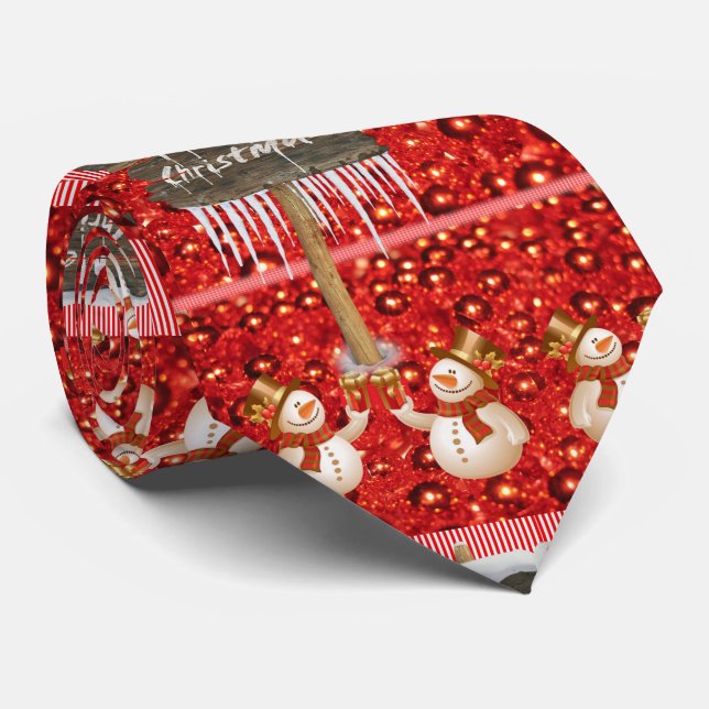 Christmas Tie, Snowman Tie (Rolled)