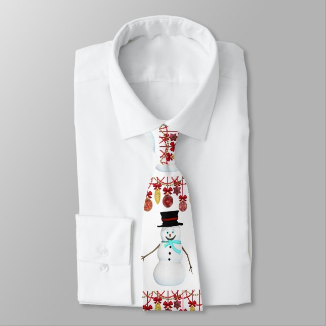 Christmas Tie, Snowman Tie (Tied)