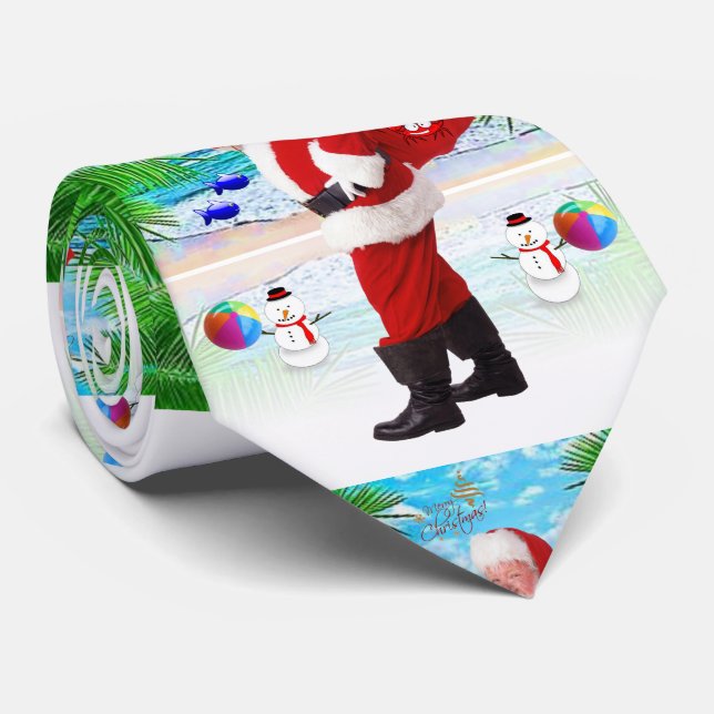 Christmas Tie, Summer Beach Santa Tie (Rolled)
