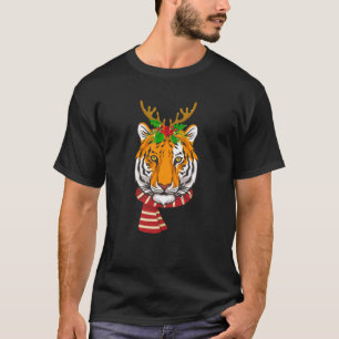 Christmas Tiger Cat Santa Clause Reindeer Xmas Tig T-Shirt