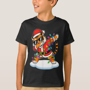 Christmas Tiger Dabbing Lights Santa Xmas For Men  T-Shirt