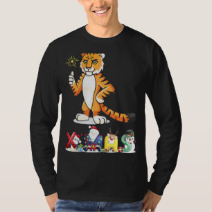 Christmas Tiger Face Tree Snow Pajama Xmas 2021 T-Shirt