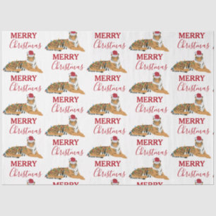Christmas Tiger Funny Animal with Santa Hat Tissue Paper