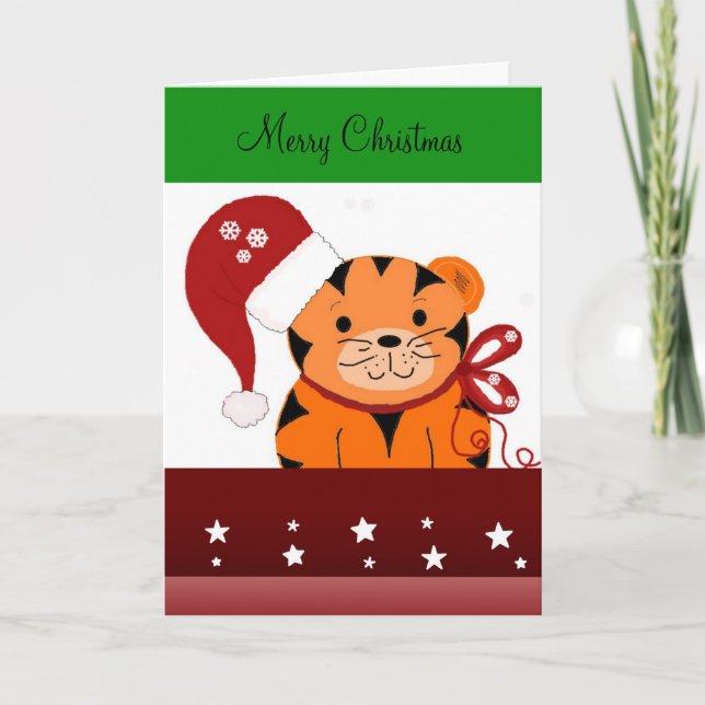 Christmas Tiger Holiday Card (Front)