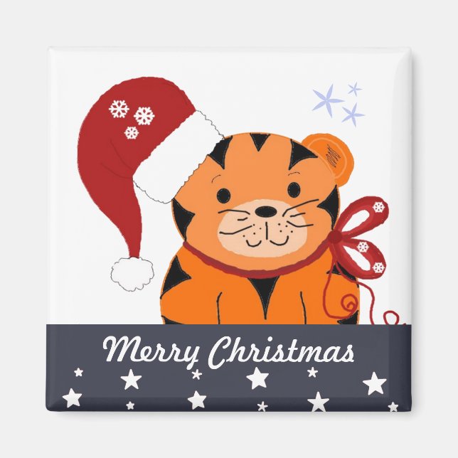 Christmas Tiger Magnet (Front)