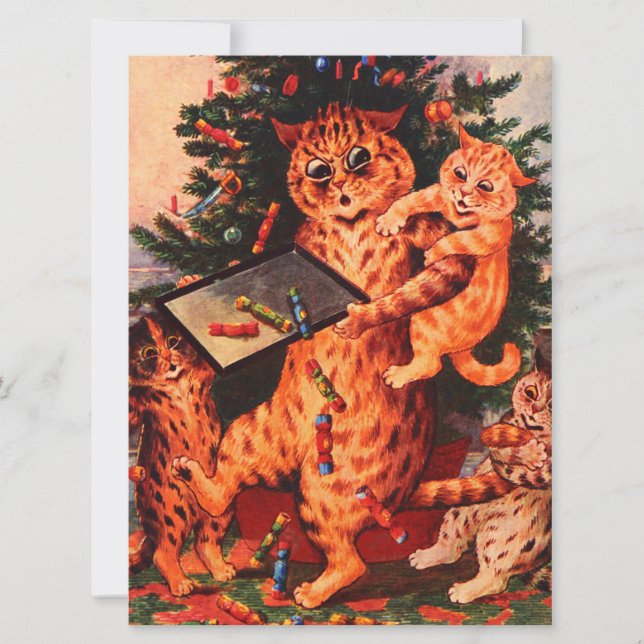 Christmas Time Catland Louis Wain Flat Card (Front)
