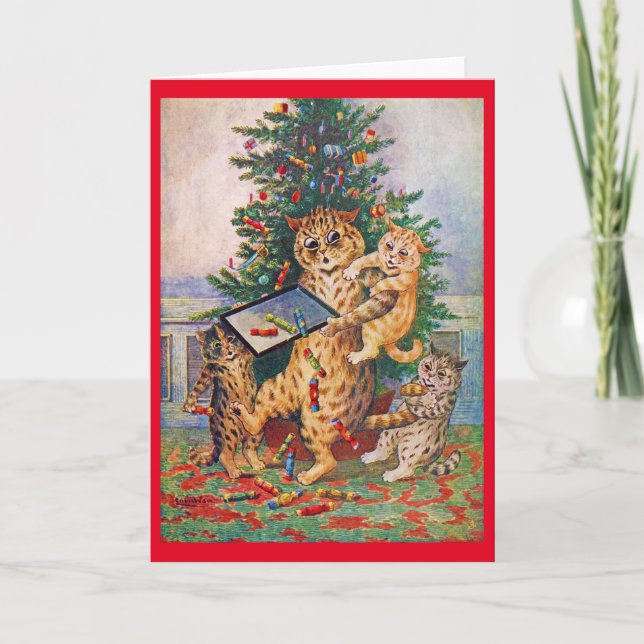 Christmas Time in Catland, Louis Wain Card (Front)