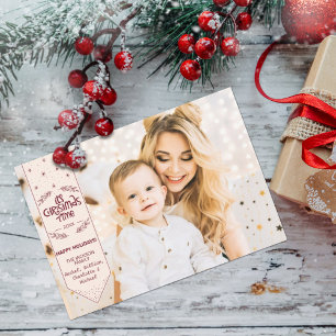 Christmas Time ivory happy Holidays photo Holiday Card