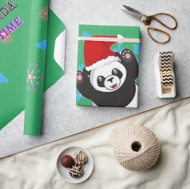 Christmas time panda wrapping paper. paper (Crafts)