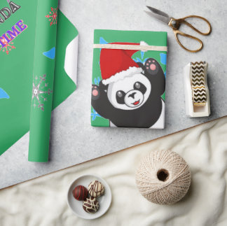 Christmas time panda wrapping paper. wrapping paper