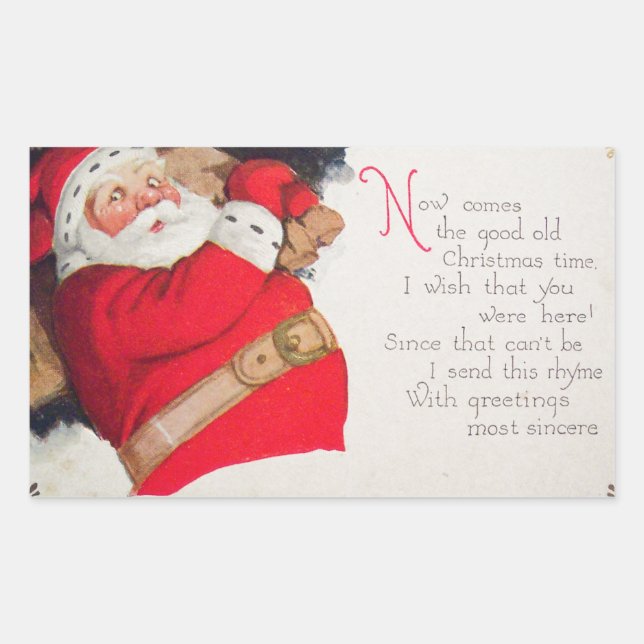 Christmas Time Santa Claus Rectangular Sticker (Front)