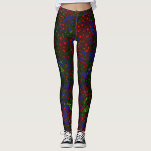 Christmas Tinsel Blue Red Design Leggings