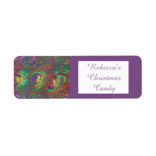 Christmas Tinsel Peacock Feather Custom Food Label