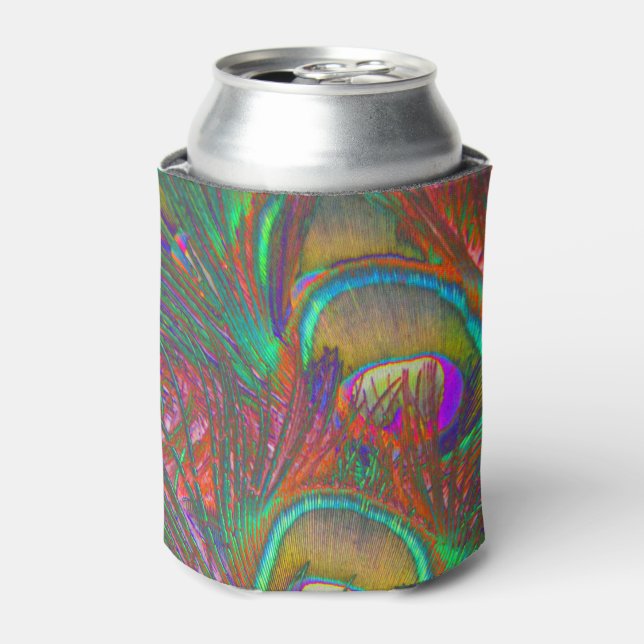 Christmas Tinsel Peacock Feathers Can Cooler (Can Front)
