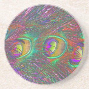 Christmas Tinsel Peacock Feathers Coaster