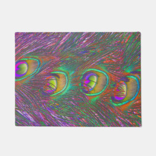 Christmas Tinsel Peacock Feathers Doormat