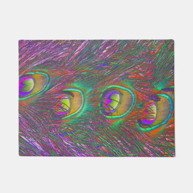 Christmas Tinsel Peacock Feathers Doormat (Front)
