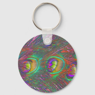 Christmas Tinsel Peacock Feathers Keychain